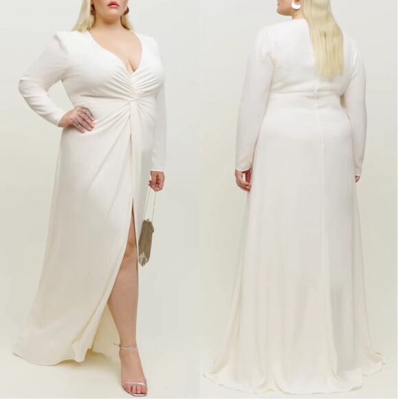 Reformation Dresses & Skirts - REFORMATION Gatsby Long Sleeve Plunging V Neckline Draped Maxi Dress Sz 16